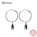 Modian 女式简约水滴耳环 925 纯银几何垂坠耳环时尚精品珠宝首饰