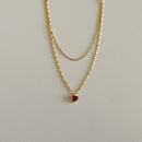 925 Sterling Silver Simple  Heart Crystal Pendant Necklace Women Light Luxury Double Clavicle Chain Jewelry