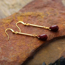 Gems Stone Hanging Earrings for Women Red Jaspers Gold Plated Drop Dangle Earring Bohemia Art Female Jewelry Femme Gifts
