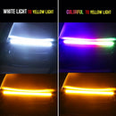 2Pcs Led Car DRL Daytime Running Lights Waterproof Universal DC 12V Auto Headlight Sequential Turn Signal Yellow Flow Day Light