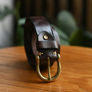 Handmade Classic Retro Style Pure Copper Horseshoe Buckle No interlayer Cowhide Men's Belt Genuine Leather Jeans Man design Belt