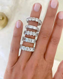 2023 New Arrivals Luxury Princess Emerald Cut 925 Sterling Silver Eternity Band Ring for Wedding Women Party Gift Jewelry
