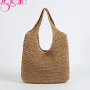 Gusure Casual Straw Women Shoulder Bags Wicker Woven Ladies Handbags Handmade Summer Beach Large Totes Bag Bohemia