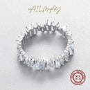 Ailmay Classic Luxury Full Cubic Zirconia Ring 925 Sterling Silver CZ Finger Rings For Women Girls Party Accessories Jewelry