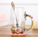 Hand-made Enamel Coffee Mug Crystal Cup Milk Lemon Flower Tea Cup High-grade Glass Drinkware Gift Couple Mug For Lover Wedding