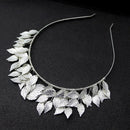 Hand woven Hairband Leaf Pearl Headbands For Women Bride Crown Tiara Wedding Hair Accessory