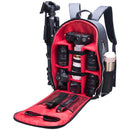 Photo Shoulders Backpack Waterproof Nylon Case fit 15.6" Laptop Bag w USB Port for Canon Nikon Sony SLR Photography Lens Tripod