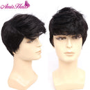 Amir Synthetic Men' Wigs Brown Short Straight Grey Hair Wigs Black Blonde Wig for Men Brown Gray Wig Natural wave