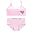 Teens Girls Sports Bra Puberty Gym Underwear Wireless Teenager Girls Sport Bra with Briefs Cotton Young Girls Training Bra Set