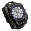 New Retro Mens Watches Genuine Leather Wide Watchband Wristwatch Fashion Punk Style Quartz Watch For Men 2023 Cowhide Bangles