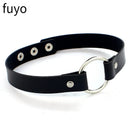 Punk Black Bell Lock PU Leather Necklaces for Women Cosplay Rock Geometry Rivet Collar Choker Necklaces Festival Jewelry