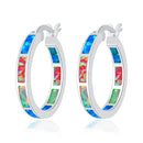 CiNily White Fire Opal Hoop Earrings With Stone Silver Plated Small Round Circle Chic Summer Punk Jewelry Best Gifts for Woman