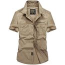 Military Shirt Men Casual 100% Cotton Short Sleeve Army Shirts Camisa Masculina Social Shirt Mens Fashion Outwear Summer Clothes