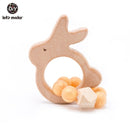 Let's Make Wooden Rattle Teether Baby Toys Engraved Wood Beads Hexagon Teether Silicone Beads 12Mm Tiny Rod Baby Crib Rattle