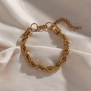 2022 New Tarnish Free Stainless Steel 18K Gold Plated Women's 8mm Chunky Twisted Rope Chain Necklace Trendy Gold Bracelet