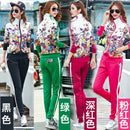 Women's Casual Sports Suits 2022 Spring Print Jacket+Lenght Pants Two Sets Lady Sportswear Suit Tracksuits Set 2PCS 6XL W03
