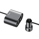 倍思车载点烟器分线器12V-24V双USB车载充电器插座100W汽车自动分线器电源适配器适用于车载USB集线器