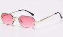 Peekaboo men rectangle sunglasses rimless octagonal small glasses women metal gold polygon blue brown 2021 uv400 frameless