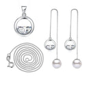 ANENJERY Silver Color Zircon Water Drop Necklace+Earrings For Women Jewelry Sets Best Gift