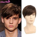 Amir Synthetic Men' Wigs Brown Short Straight Grey Hair Wigs Black Blonde Wig for Men Brown Gray Wig Natural wave