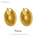 Yhpup Trendy Round Chunky Hoop Earrings Gold Stainless Steel Bijoux Ete Jewlery New Metal 18 K Plated Accessories Waterproof