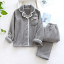 Japanese style autumn and winter new ladies plus size sheep wool warm pajamas suit Shu Mianmao simple home service pijamas women