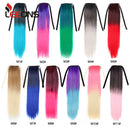 Leeons Synthetic Hair Ponytail Long Straight Around Clip In Ponytail Hair Extension Ombre Blue Hair Cosplay Party Ponytail