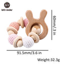 Let's Make Wooden Rattle Teether Baby Toys Engraved Wood Beads Hexagon Teether Silicone Beads 12Mm Tiny Rod Baby Crib Rattle