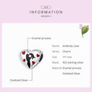 bamoer 925 Sterling Silver Heart Shape Charm for Original Snake 3mm Bracelet Black Enamel and Heart Metal Beads SCC1508