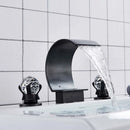 Basin Faucet Gold Deck Mounted Crystal Handle Waterfall 3PCS Bathroom Sink Faucet Double Handles Mixer Tap Basin Tap Torneira