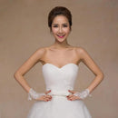 2020热销新娘手套 无指长款蕾丝贴花白色新娘婚纱手套 快速发货 luva de noiva