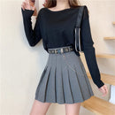 Harajuku Plaid Skirt Women Punk y2k High Waist Mini Tennis Skirts Uniform Chain Pocket A-line Streetwear Vintage Free Belt