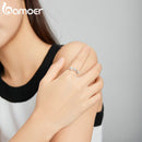 bamoer Adjustable Budding Silver Ring 100% 925 Stelring Silver Enamel Flower Finger Rings for Women Free Size Gift SCR704