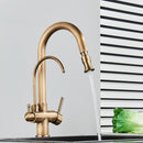 The Twofold Tap | Rozin 2-in-1 Filtered Kitchen Faucet in Antique Brass