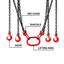 SucceBuy Lifting Chain Sling Lifts 5Tonne 1.5M 3M 4M X 5/16 Inch Heavy Duty With 4 Legs Grade Hooks and Adjuster G80 Alloy Steel