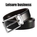 VATLTY New Men's Belt Hard Metal Buckle Trouser Belt Natural Cowhide Casual Leather Belt 130cm Silver Buckle Brown Girdles Male