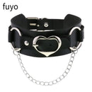 Punk Black Bell Lock PU Leather Necklaces for Women Cosplay Rock Geometry Rivet Collar Choker Necklaces Festival Jewelry
