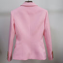 HIGH STREET 2023 Classic Designer Blazer Jacket Women's Slim Fitting Metal Lion Buttons Double Breasted Blazer