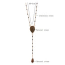 NeeFuWoFu Stainless Steel Necklace Natural Pendant Short Woman Pink Stone Jewelry fashion Accessories brand gift Women's present