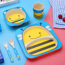 Imebaby5 piece set bamboo tableware bamboo bowl baby feeding plate creative cartoon children bowl / cup / fork spoon gift set