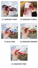 2022 New Fashion Brand Design Vintage Rimless Pilot Sunglasses Women Men Retro Cutting Lens Gradient Sun Glasses Female UV400