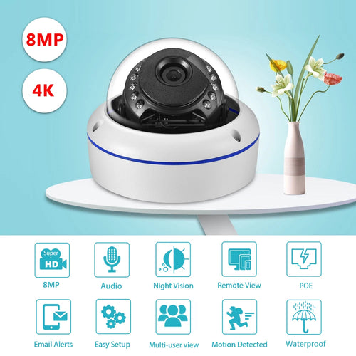 Gadinan H.265AI 超高清 4K POE 摄像机 人脸识别 半球户外 8MP 5MP 音频 IP 摄像机 红外夜视 监控系统
