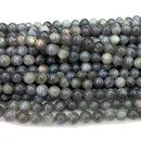 Natural Genuine Blue Labradorite Round Loose Stone Beads 3-18mm Fit Jewelry DIY Necklaces or Bracelets 15" 07464