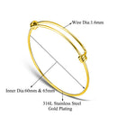 20pcs/lot 316 Stainless Steel DIY Charm Bangle 50-65mm Jewelry Finding Expandable Adjustable Wire Bracelet Wholesale