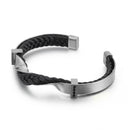 Kalen Men's Stainless Steel Leather Zircon Fashion Bracelet Twisted Surface Shape Accessories