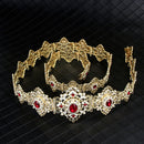 Sunspicems Moroccan Caftan Belt for Women Wedding Dress Body Jewelry Gold Color Metal Waist Chain Adjustable Length Bride Gift