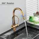 The Twofold Tap | Rozin 2-in-1 Filtered Kitchen Faucet in Antique Brass