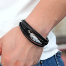 XQNI Multi-layer Leather Combination Small Accessories Simple Style Men's Stainless Steel Leather Bracelet Classic Gift Big Sale