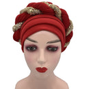 Latest African Auto Geles Headtie Already Made Headties Shinning Sequins Turban Cap for Women Ready Female Head Wraps