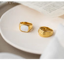 Titanium Geo Shell Band Statement Rings 361L Stainless Steel Jewelry Women Chic Punk Gothic Boho Hiphop Runway Party Designer